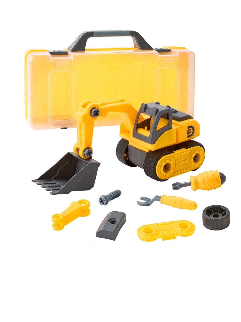 Yellow & Gray Kids Construction Excavator Toy with Tool Set